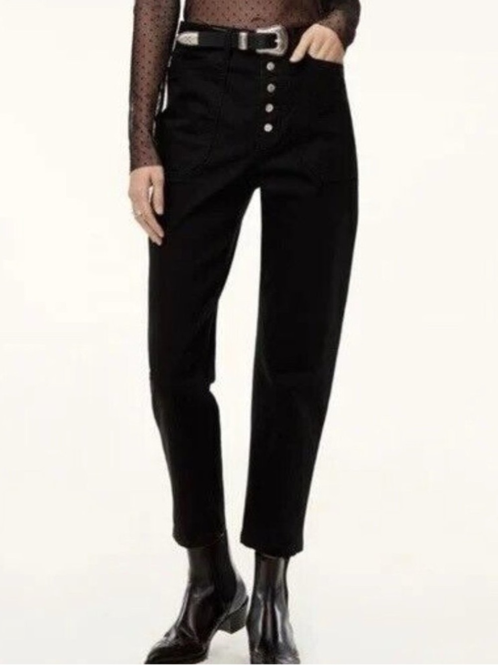 Aritzia Black Belem High-Rise Button-Front Jeans Size 10